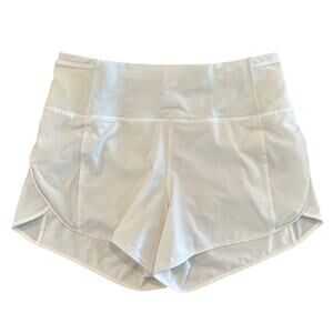 Lululemon White Running Shorts Size 6 High Rise Mesh Side Panels 3” Inseam